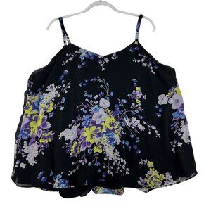 Torrid Sophie Womens 2X Black Floral Layered Chiffon Cami Top Whimsigoth Flowy